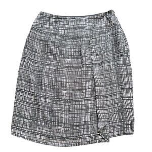 Worthington Women’s Sz 8 Black white checkered print skirt opening zipper 0820
